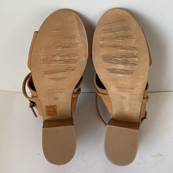 Sundance Tan Leather Heeled Gianna Sandals sz 8.5 Boho Coastal Cowgirl - Picture 7 of 10